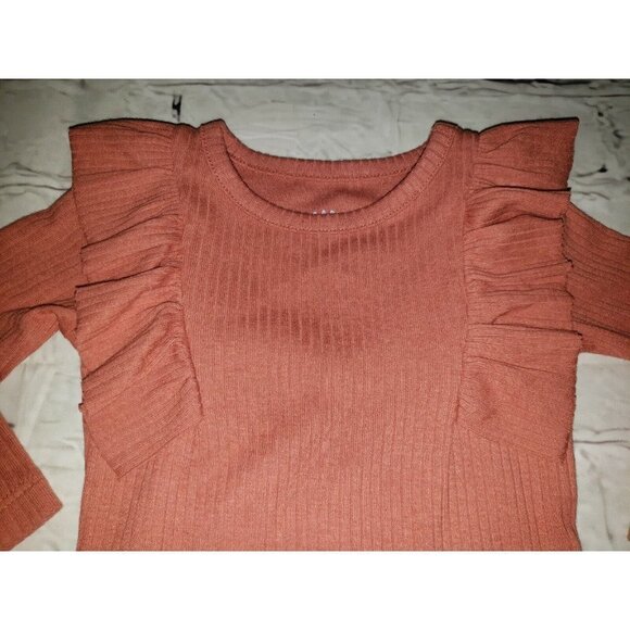 NWT Cat & Jack Baby Girls Size 0-3mo Ruffled Front One Piece Long-Sleeve Rose - Picture 2 of 4